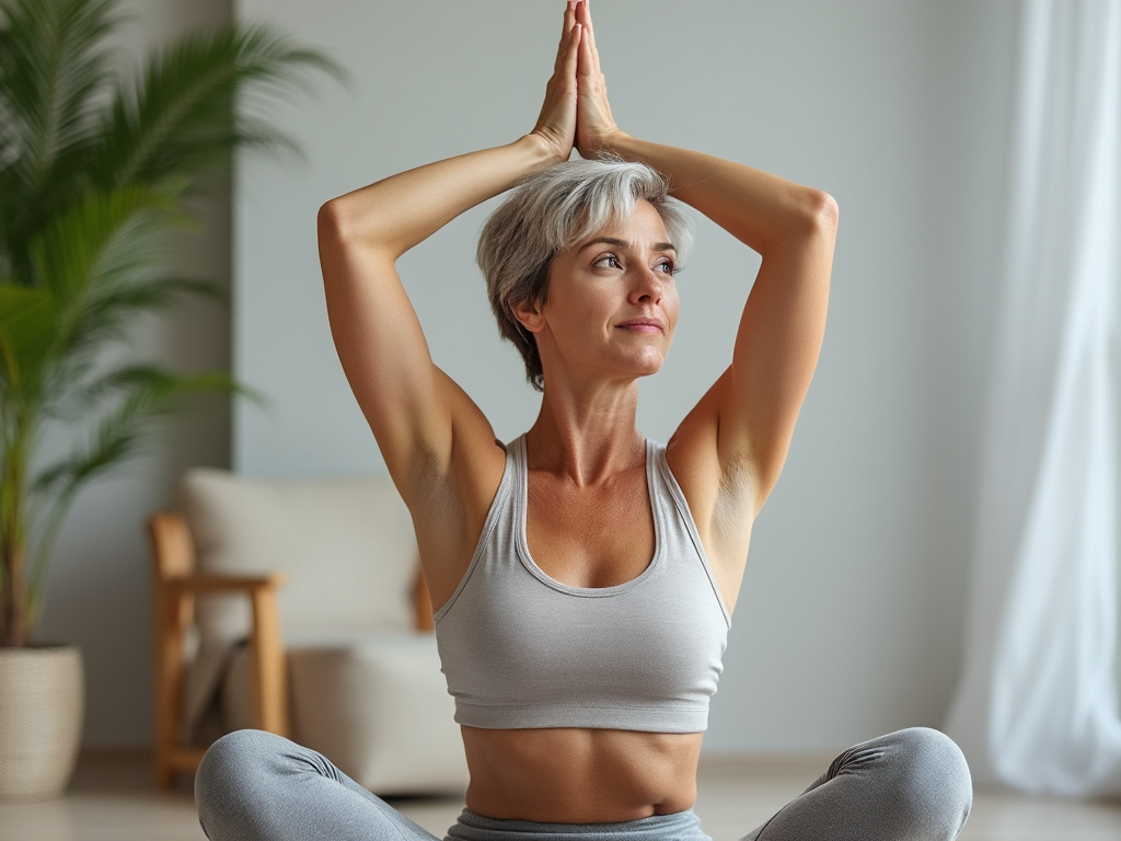 A well relaxed women who has her endocrine conditions in check enjoying her more wellness routine.